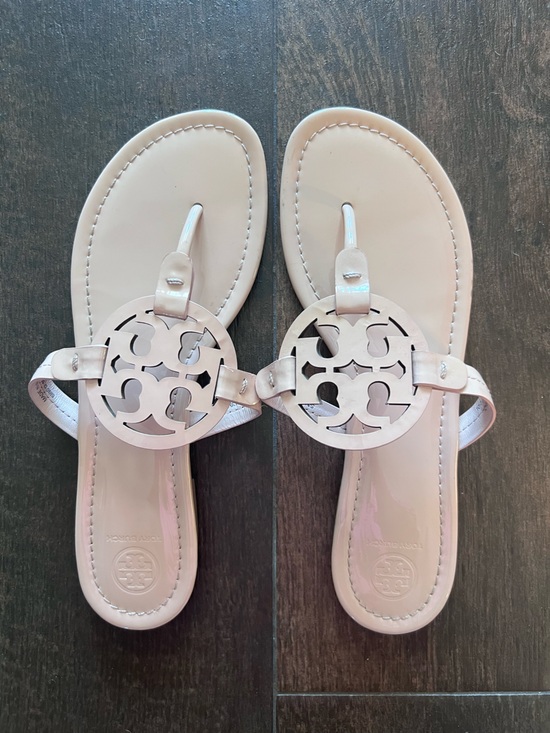 Tory Burch Shoes - Tory Burch Light Beige Patent Miller Sandals
